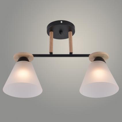 Люстра XA1630B/2 BK+WOOD чёрный+дерево 2х60W E27 d455 h295, HN25